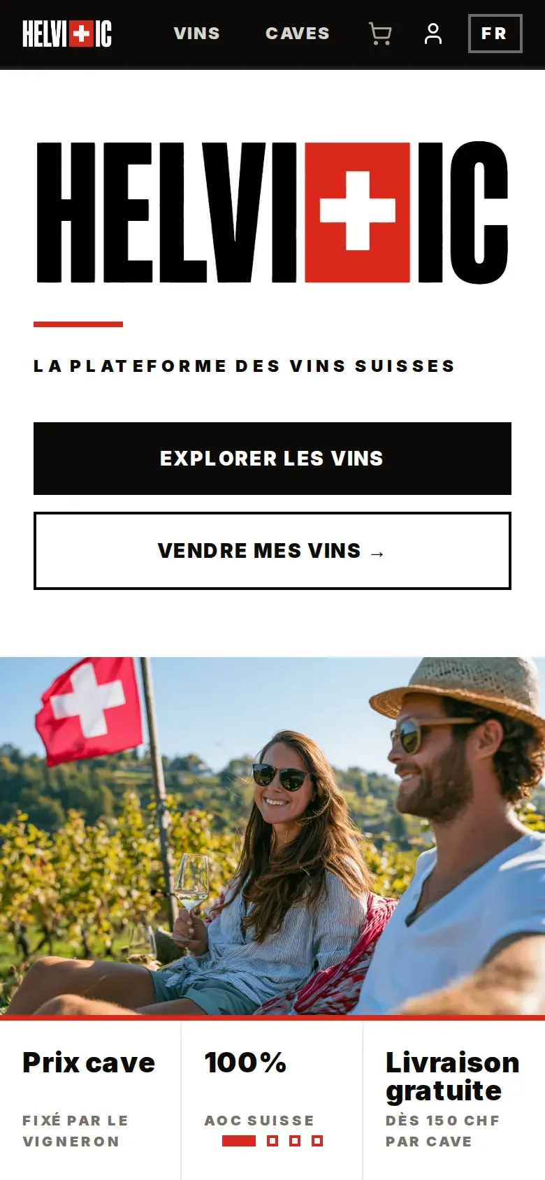 Page d’accueil d’Helvitic sur téléphone